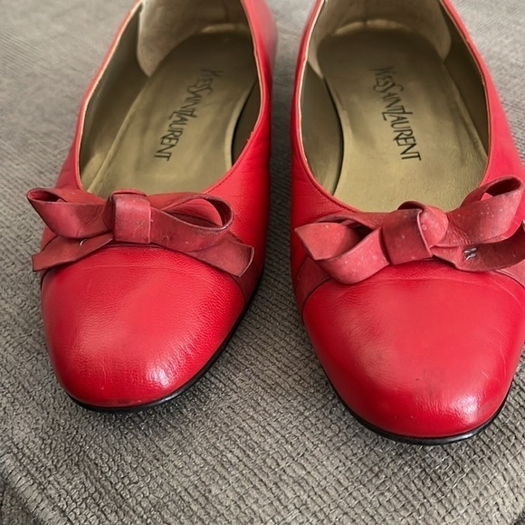 Yves Saint Laurent Vintage Red Ballet Small Heel Flat Size 5 - Picture 4 of 10